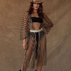 12th Tribe Portia Gold and Black Shimmer Kimono